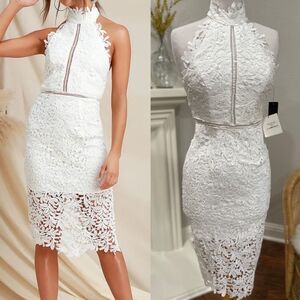 NWT Divine Destiny White Lace Midi Dress